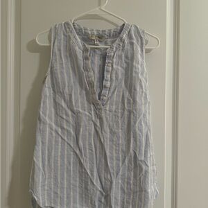 Ellen Tracy Light Blue Striped Sleeveless Blouse
